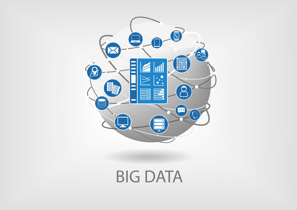 Vektor s velkým designem ovládacího panelu Big data Analytics - Vektor, obrázek