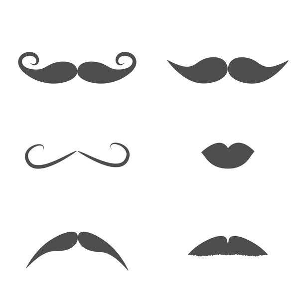 Set of mustaches and lips - Vektör, Görsel