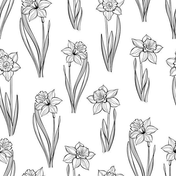 Seamless pattern with daffodils - Vektor, Bild