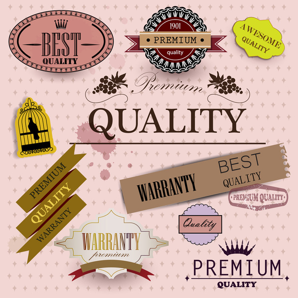Set of Superior Quality and Satisfaction Guarantee Badges, Label - ベクター画像