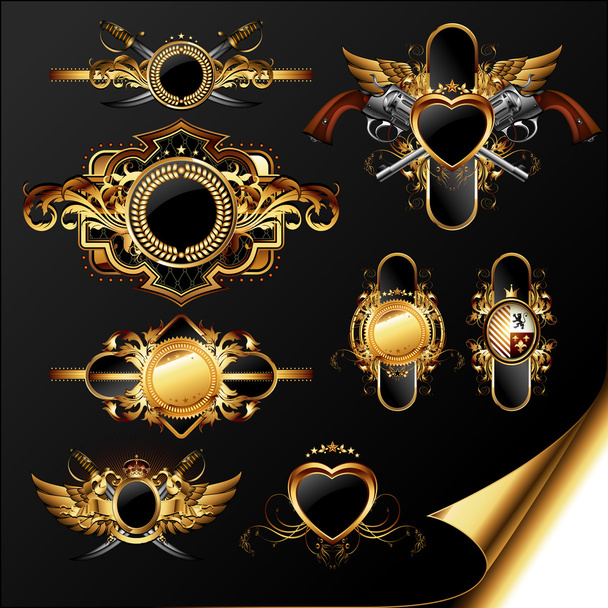 Set of ornamental golden labels - Vektor, obrázek