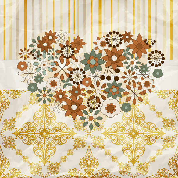 vector vintage pattern with floral heart, - Διάνυσμα, εικόνα