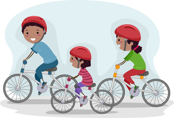 家族一緒に自転車に乗ること - 写真・画像