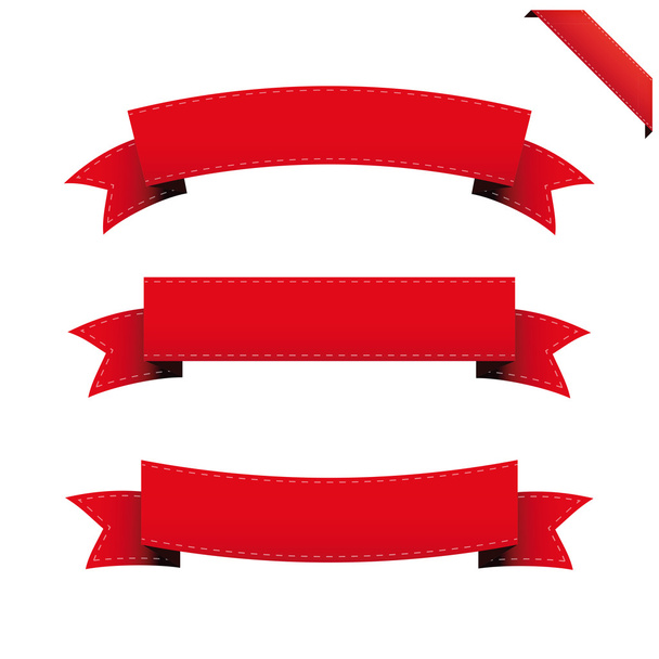 Red ribbon set vector - Vector, Image