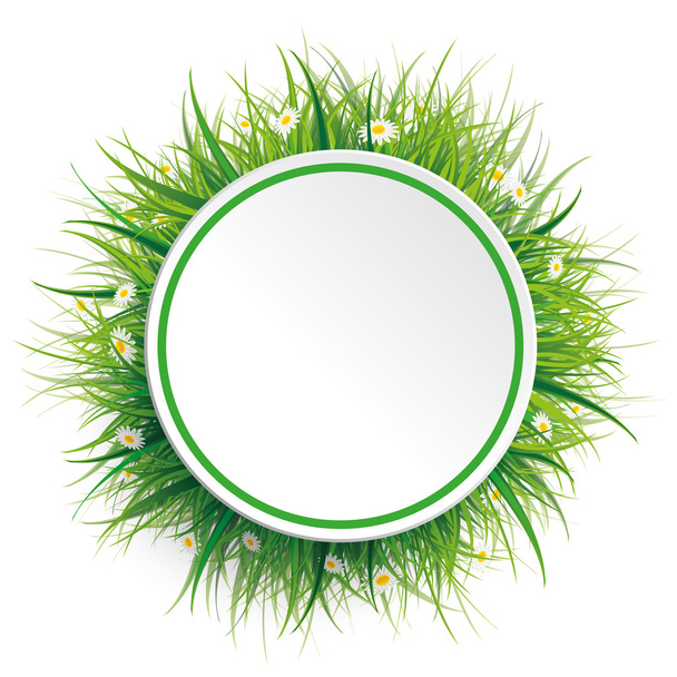 Circle Green Grass Flowers - Vector, Image