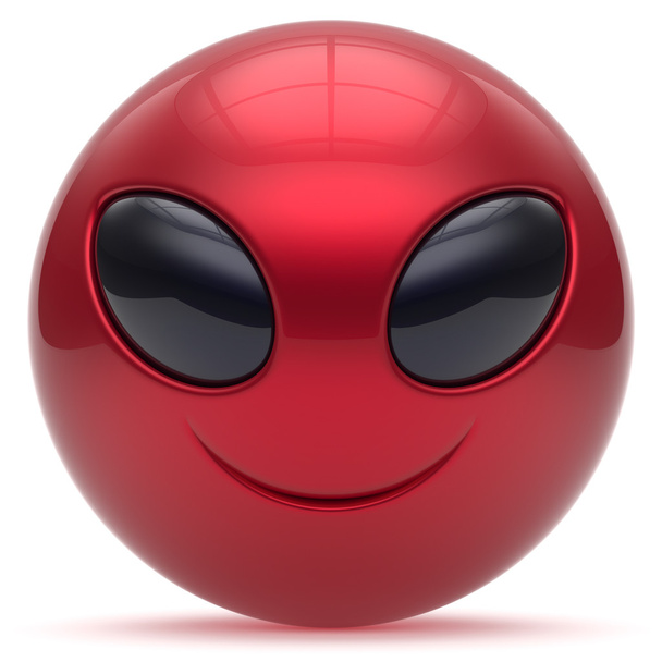 Smiley alien face cartoon cute head emoticon monster ball red - Foto, imagen