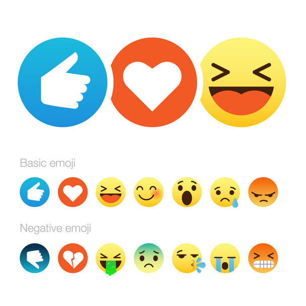 Set of cute smiley emoticons, flat design - Vettoriali, immagini