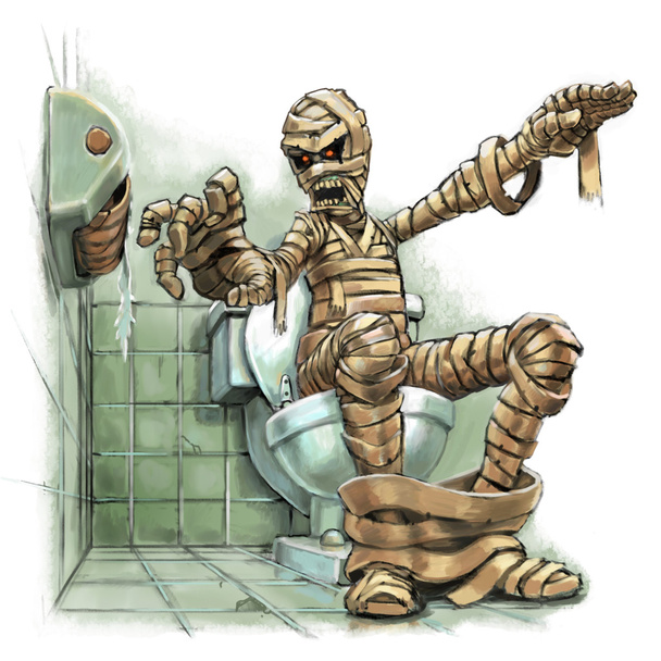 Cartoon Illustration of a Mummy out of Toilet Paper - Photo, Image