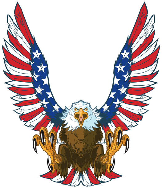 Screaming Eagle with American Flag Wings Vector Clip Art - Vector, Image
