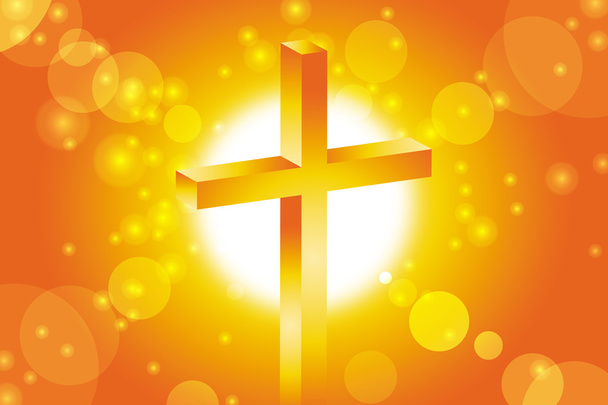 Kruis symbool voor abstract oranje zonsondergang achtergrond 3 - Vector, afbeelding