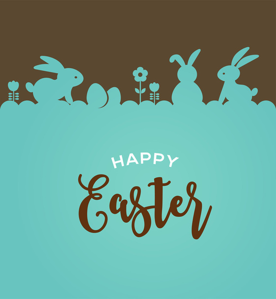 Easter design with cute banny and text, hand drawn illustration - Vector, Image