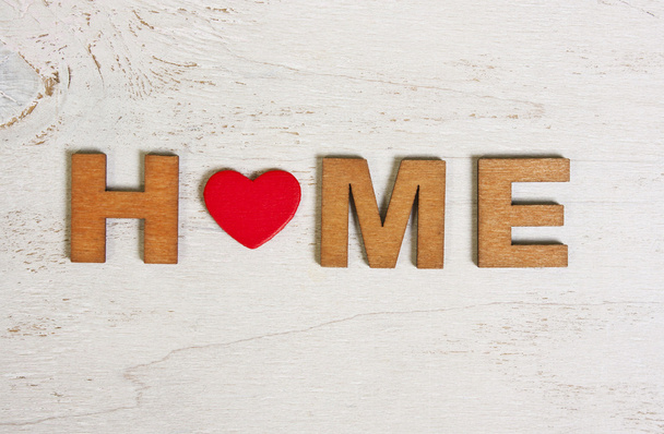 the word home made of wooden letters on a white background old w - Photo, image