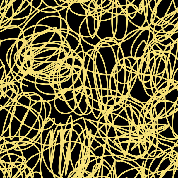 Seamless vector gold and dlack scribble pattern - Vector, Image
