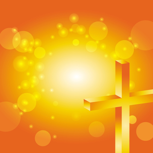 Krzyż symbol przed pomarańczowy tło zachód 2 - Wektor, obraz