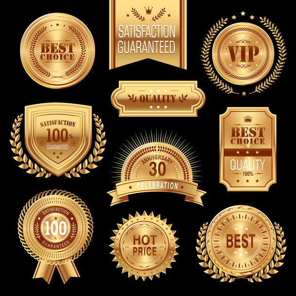 médaille d'or ensemble de collection d'étiquettes
  - Vecteur, image