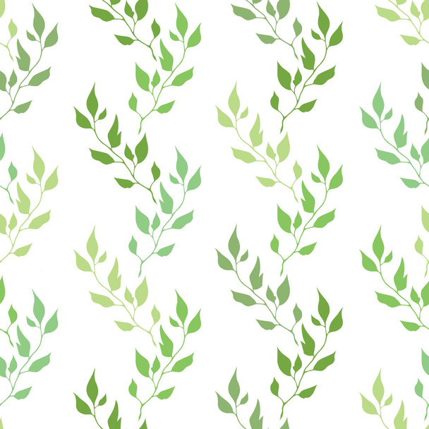 Seamless green spring pattern with olive leaves - Vector, imagen