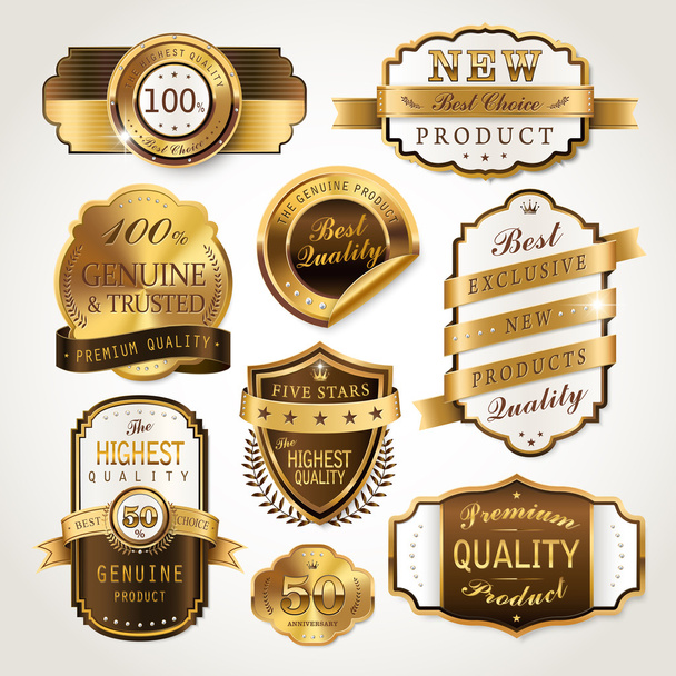 elegant golden labels collection set  - Вектор,изображение