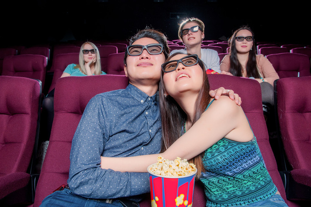 People in the cinema wearing 3d glasses - Foto, Imagem
