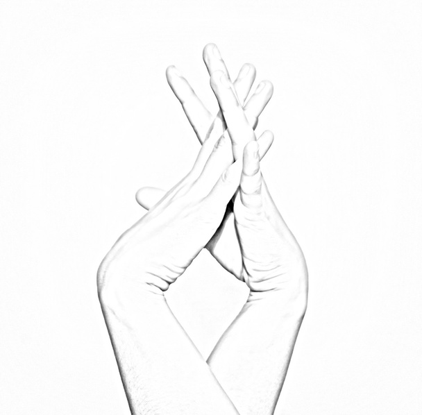 Skizze von verschränkten Frauenhänden - Foto, Bild