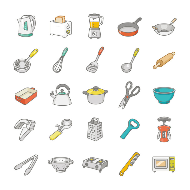Farbvektorsymbole für Geschirr - Vektor, Bild