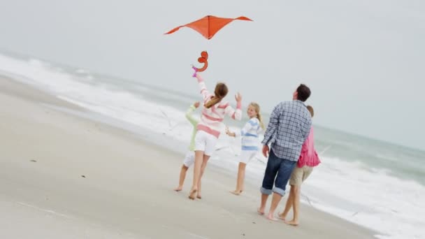 ビーチで凧を楽しむ家族 - 映像、動画