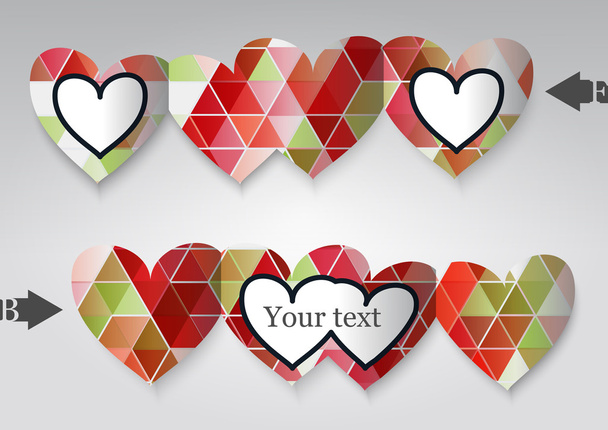 Template greeting card in the form of heart. - Vector, afbeelding