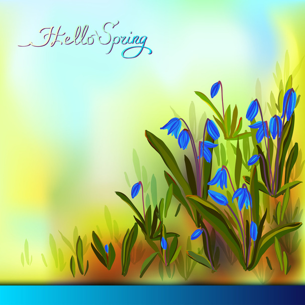 Hand drawn squill blue flowers. - Vector, Image