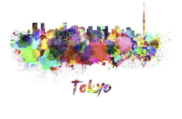 Tokyo V2 skyline en acuarela
 - Foto, Imagen