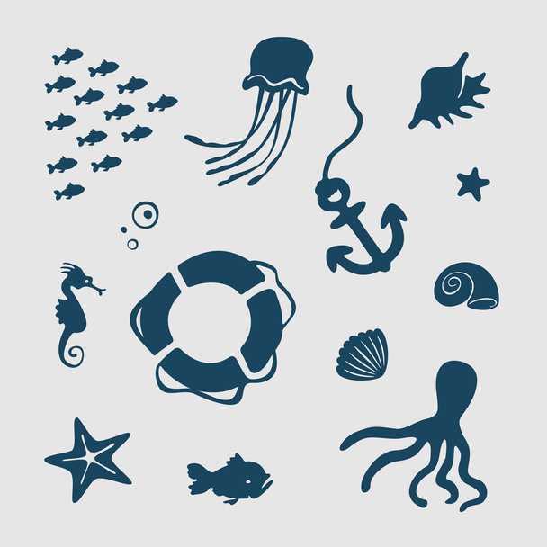 Verzameling van Vector symbolen zee - Vector, afbeelding