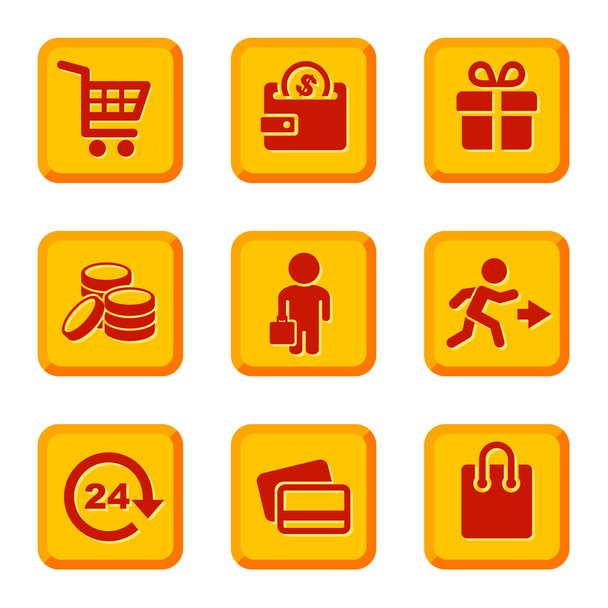 Orange Shopping Icons Set. Vector - Vetor, Imagem
