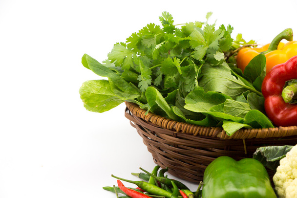 Vegetables in basket white background - Zdjęcie, obraz