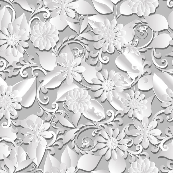Volumetric seamless floral pattern background. - Vector, Image