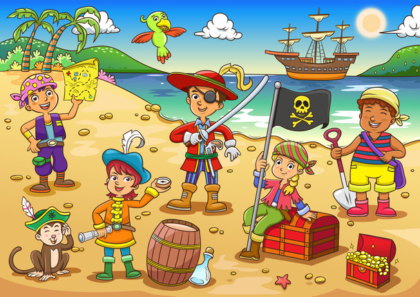 Illustration of pirate child cartoon. - Vector, Image