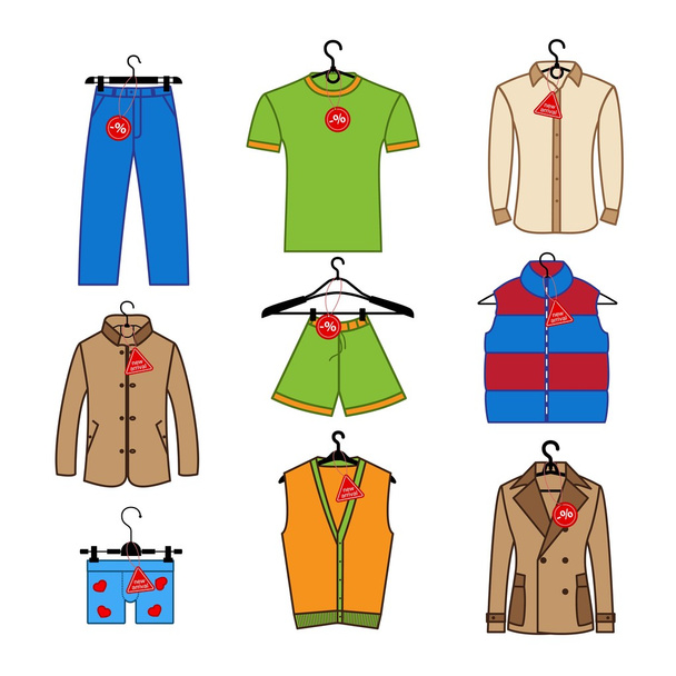 Set of vector icons of mens clothes - Vector, Image