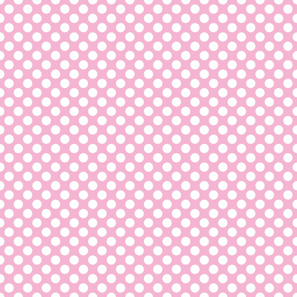 Seamless vector pattern with white polka dots on a tile pastel pink background - Vektori, kuva