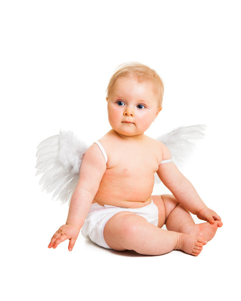 Infant angel isolated on white - Foto, afbeelding