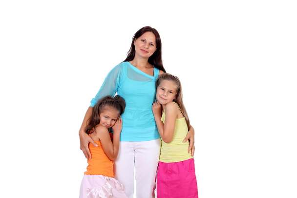 Mother with her two daughters in studio - Foto, Imagem
