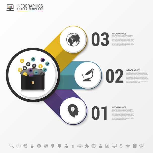 Infographic design template. Briefcase with icons. Vector - Vecteur, image