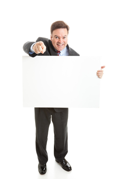 Stock Photo of Isolated Businessman with Sign - Фото, изображение