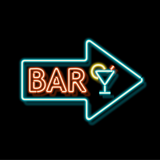 Vintage neon sign with an indication of the bar - ベクター画像