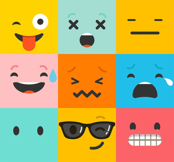 Conjunto de emoticonos coloridos, patrón de fondo plano emoji
 - Vector, imagen