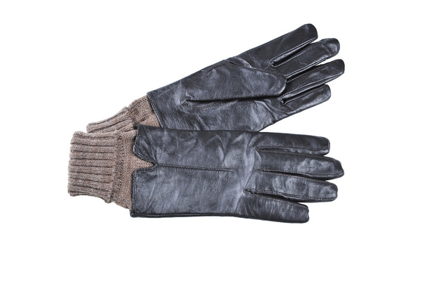 Шкіряні рукавички ізольовані. Жіночі рукавички на білому
 - Фото, зображення