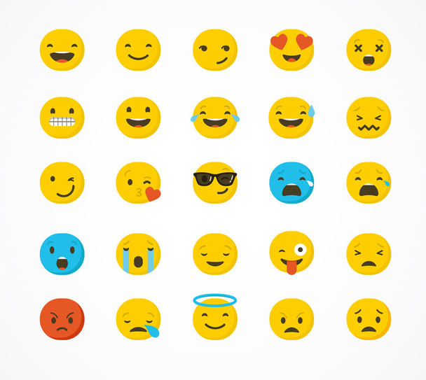 Conjunto de emoticonos, emoji aislado sobre fondo blanco, ilustración plana
 - Vector, imagen
