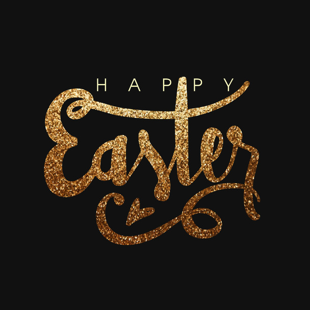 Greeting card with golden text for Easter celebration. - Foto, imagen
