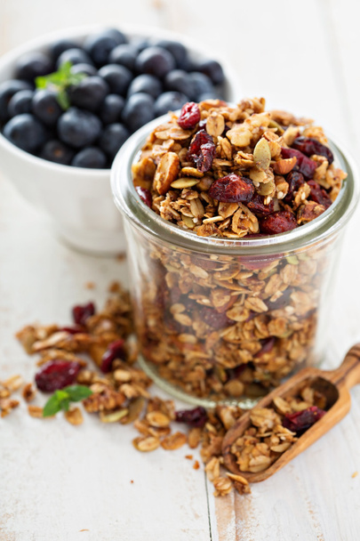 Homemade granola in a glass jar - Photo, Image