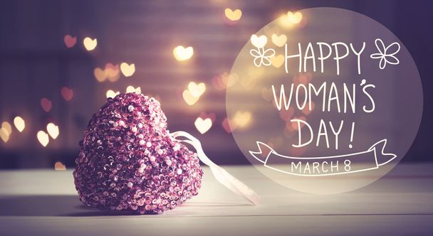 Happy Womans Day message with pink heart  - Fotó, kép