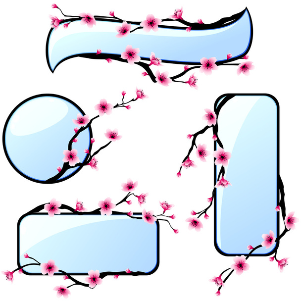 Cherry Blossom banner szett - Vektor, kép