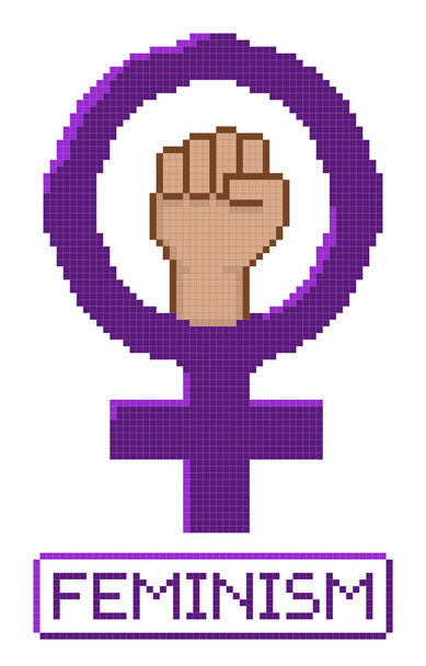Пикселированный феминистский кулак
 - Вектор,изображение