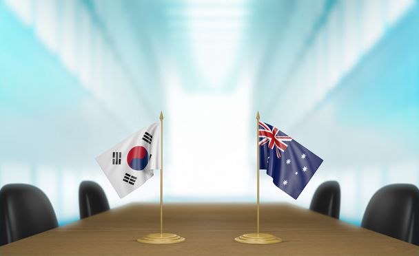 Corée du Sud et Australie relations et accords commerciaux négociations rendu 3D
 - Photo, image