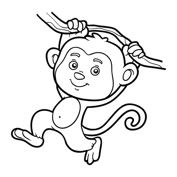 Розмальовка, розмальовка сторінка (мавпа
) - Вектор, зображення